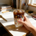 Rainbow Ditsy Floral Glass Tumbler