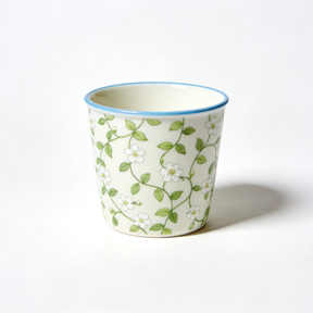 Hand-Painted Ceramic Cup with Jasmine Vine Pattern