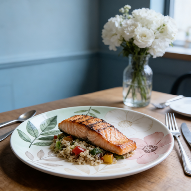 Soft Green Botanical Floral Ceramic Plate