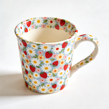 Strawberry & Daisy Porcelain Mug