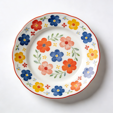 Vibrant Scalloped Floral Dinner Plate