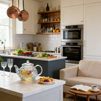 Blue Petal Glass Teapot