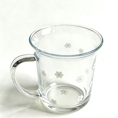 Daisy Print Clear Glass Mug