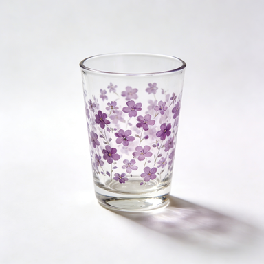 Purple Floral Print Glass Tumbler