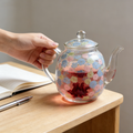 Pastel Floral Glass Teapot