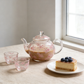 Pink Cherry Blossom Glass Teapot