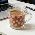 Pink Cherry Blossom Clear Glass Mug