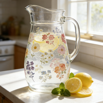 Meadow Floral Glass Pitcher