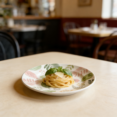 Botanical Green & Pink Leaf Ceramic Plate