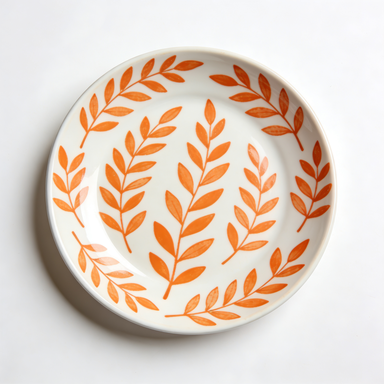 Terracotta Leaf Pattern Ceramic Plate