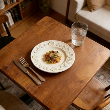 Embossed Floral Vine Cream Dinner Plate