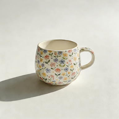 Curved Ditsy Floral Ceramic Mug
