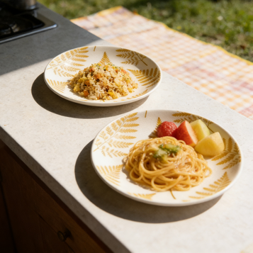 Golden Fern Leaf Ceramic Plate